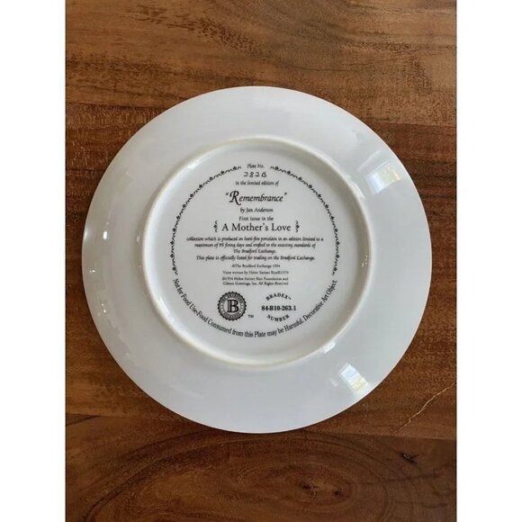 ‘A Mothers Love’ 8" Plate Helen Steiner Rice REMEMBRANCE Bradford Exchange 1994 - Picture 2 of 7